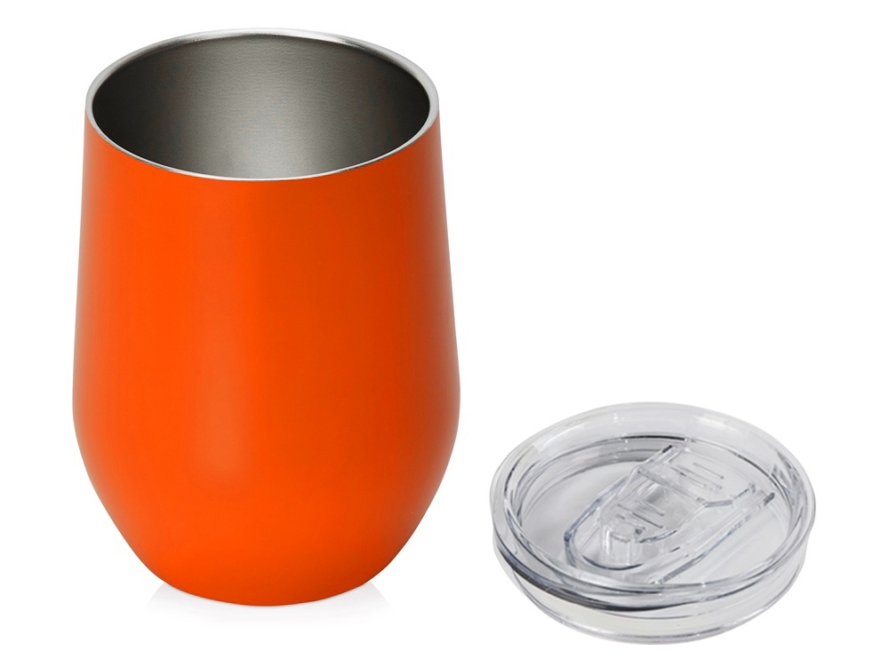 Вакуумная термокружка «Sense», непротекаемая крышка, крафтовая упаковка, оранжевый, металл