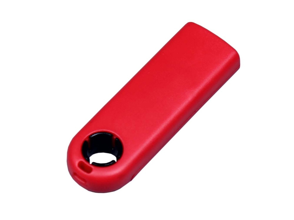 USB 2.0- флешка промо на 4 Гб прямоугольной формы, выдвижной механизм, черный, красный, пластик