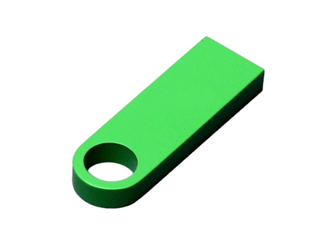 USB 2.0-флешка на 16 Гб с мини чипом и круглым отверстием, зеленый, металл