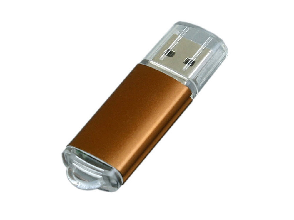 USB 3.0- флешка на 64 Гб с прозрачным колпачком, коричневый, металл
