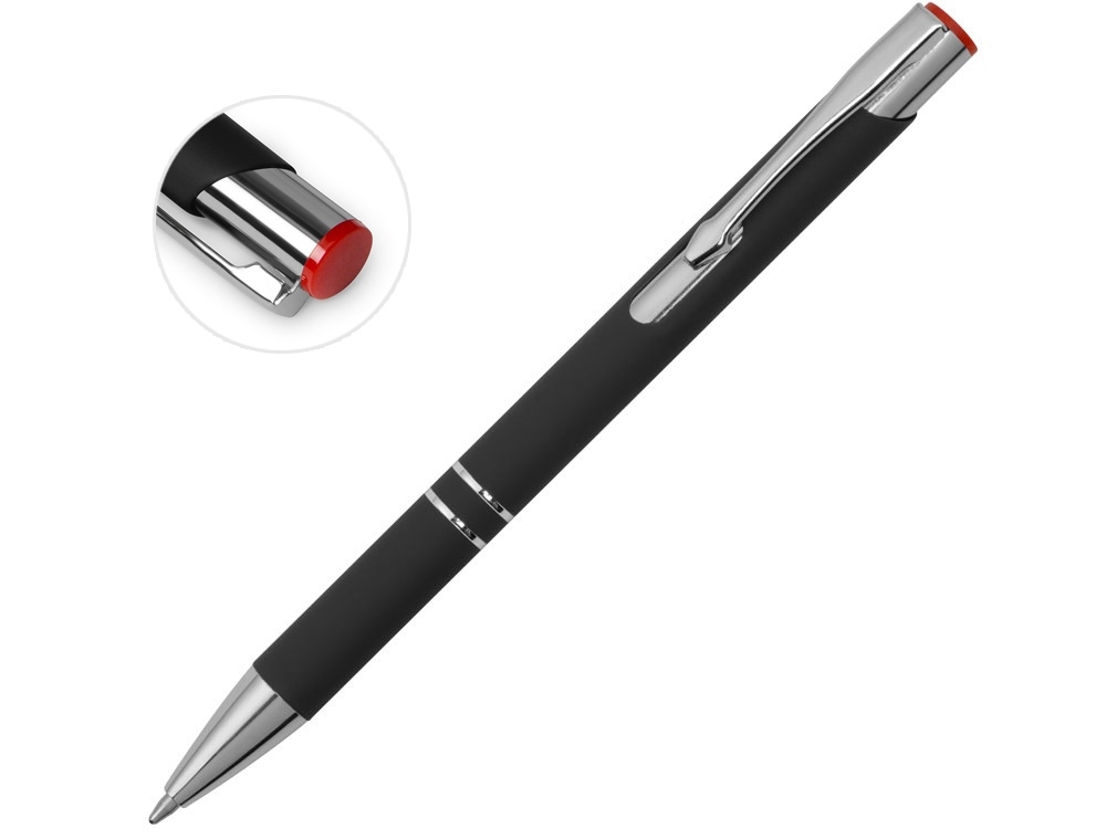 Ручка металлическая шариковая «Legend Mirror Gum» soft-touch, черный, красный, soft touch