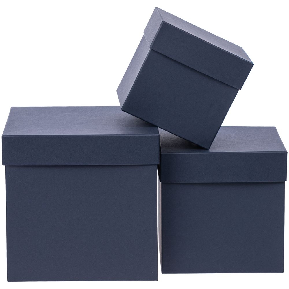 Коробка Cube, L, синяя, синий, картон