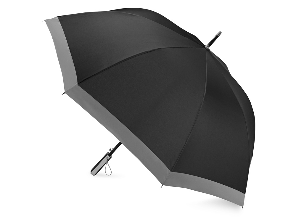 Зонт-трость «Reflect», черный, полиэстер, soft touch
