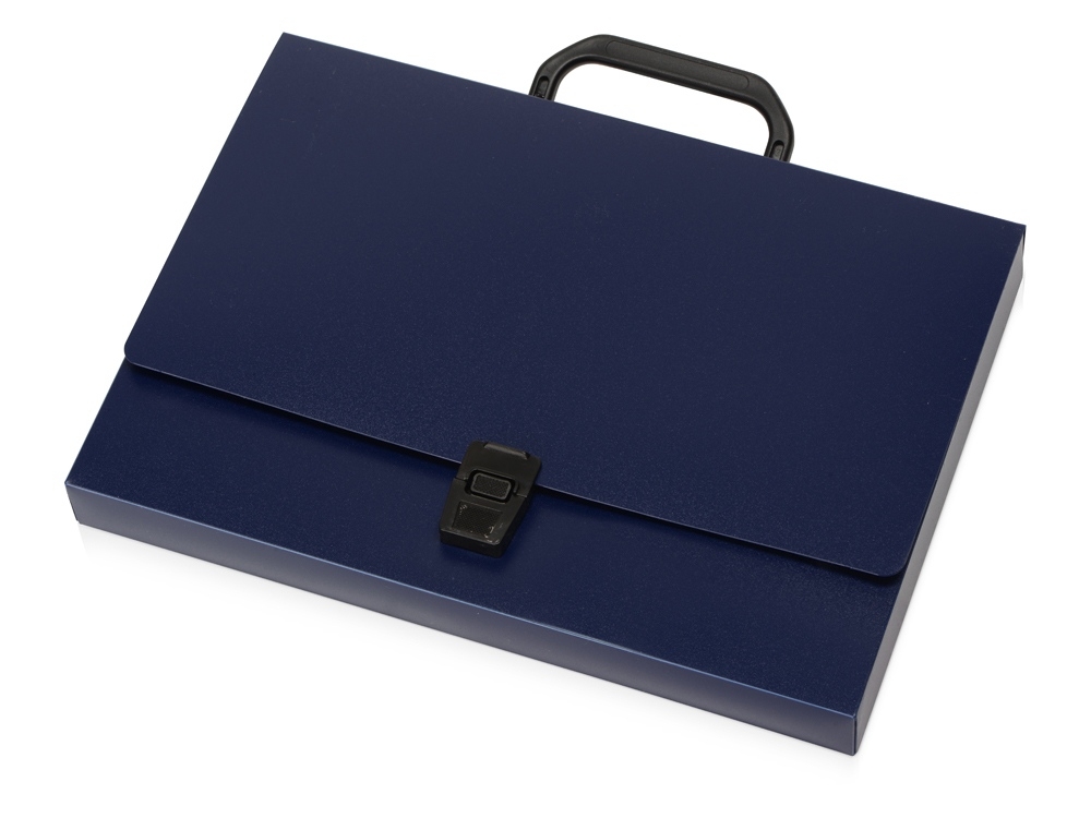Папка-портфель А4, синий, пластик