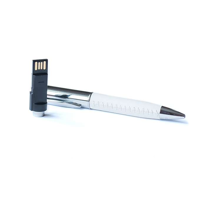 Флешка-ручка 01 Премиум ручка, черный, черный, металл, кожа