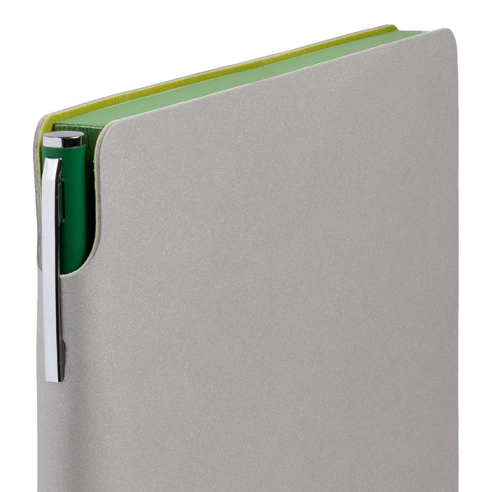 Ежедневник Flexpen, недатированный, серебристо-зеленый, зеленый, серебристый, кожзам