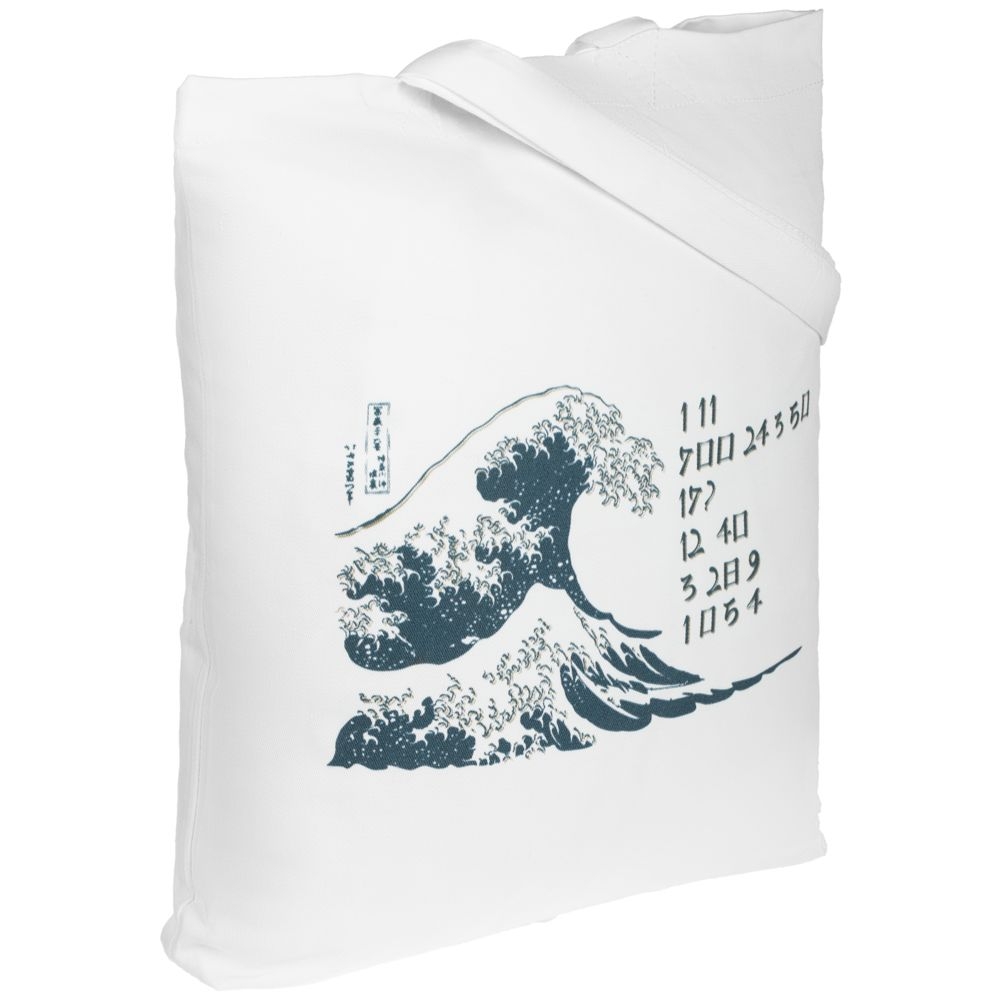 Холщовая сумка «Цифровые стихи. Японская поэзия», молочно-белая, белый, хлопок