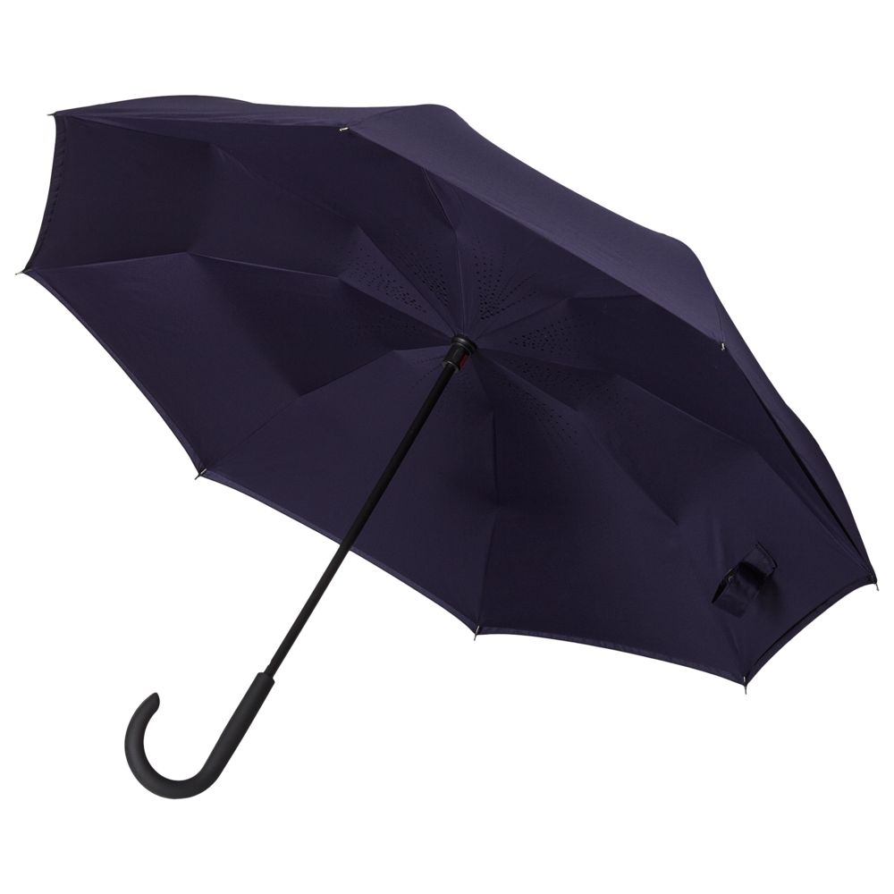 Зонт наоборот Style, трость, темно-синий, синий, soft touch