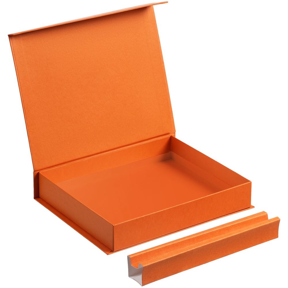 Коробка Duo под ежедневник и ручку, оранжевая, оранжевый, картон