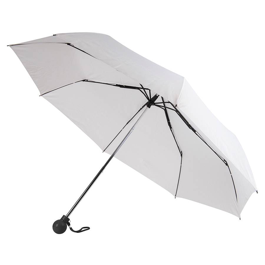 Зонт складной FANTASIA, механический, белый с черной ручкой, белый, черный, 100% полиэстер, пластик
