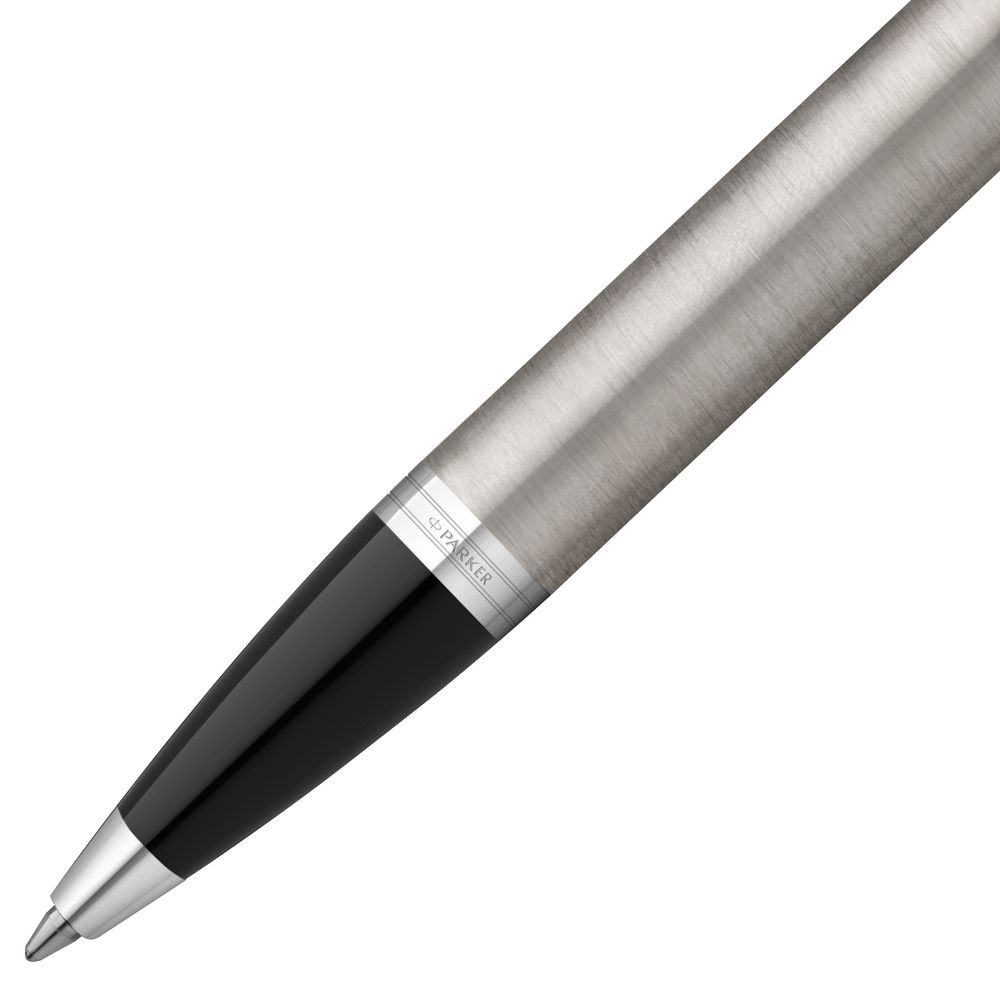 Ручка шариковая Parker IM Essential Stainless Steel CT, серебристая с черным, черный, серебристый, металл