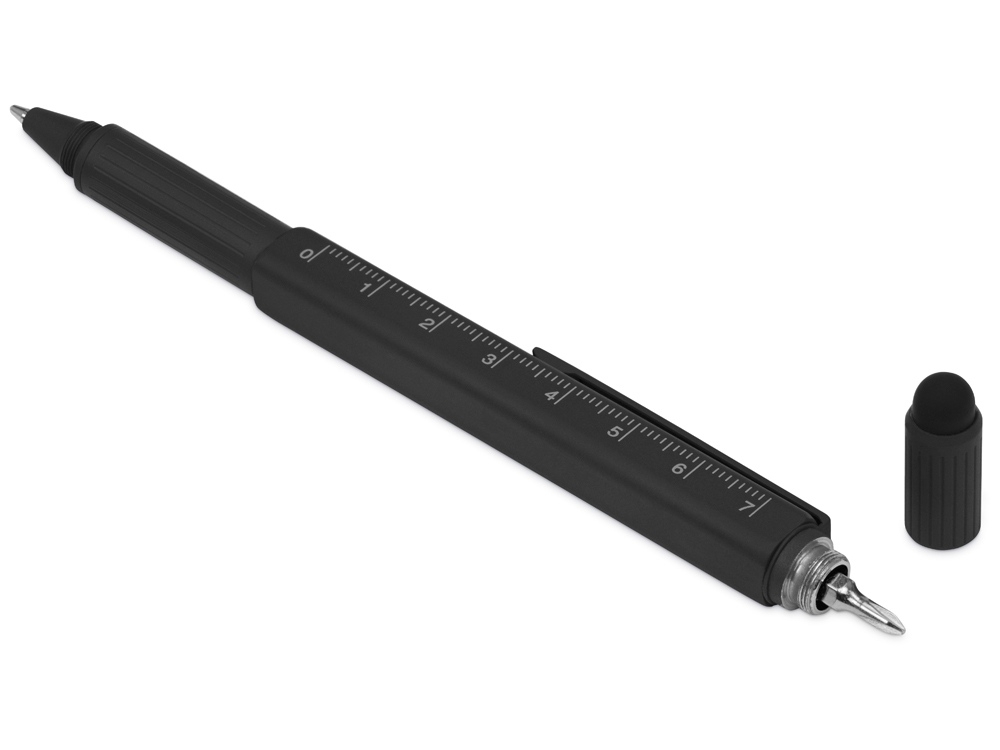 Ручка-стилус металлическая шариковая «Tool» с уровнем и отверткой, черный, металл