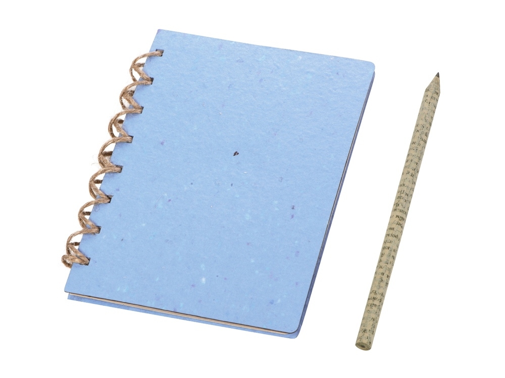 Блокнот А6 с бумажным карандашом и семенами цветов микс, синий, картон, бумага