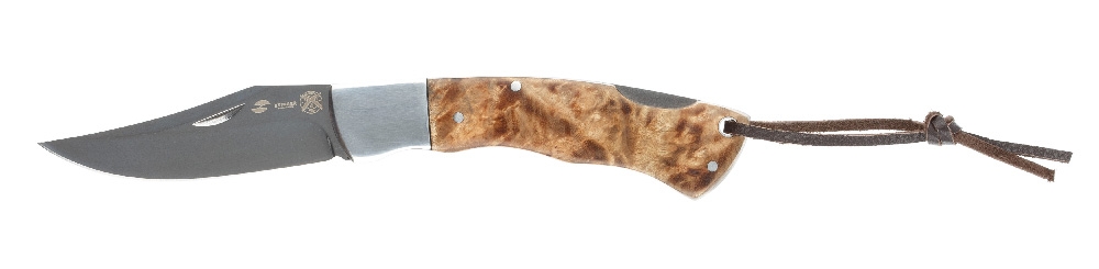 Нож складной Stinger, 92 мм, (серебристый), материал рукояти: сталь/дерево (серебристо-коричневый), серебристый