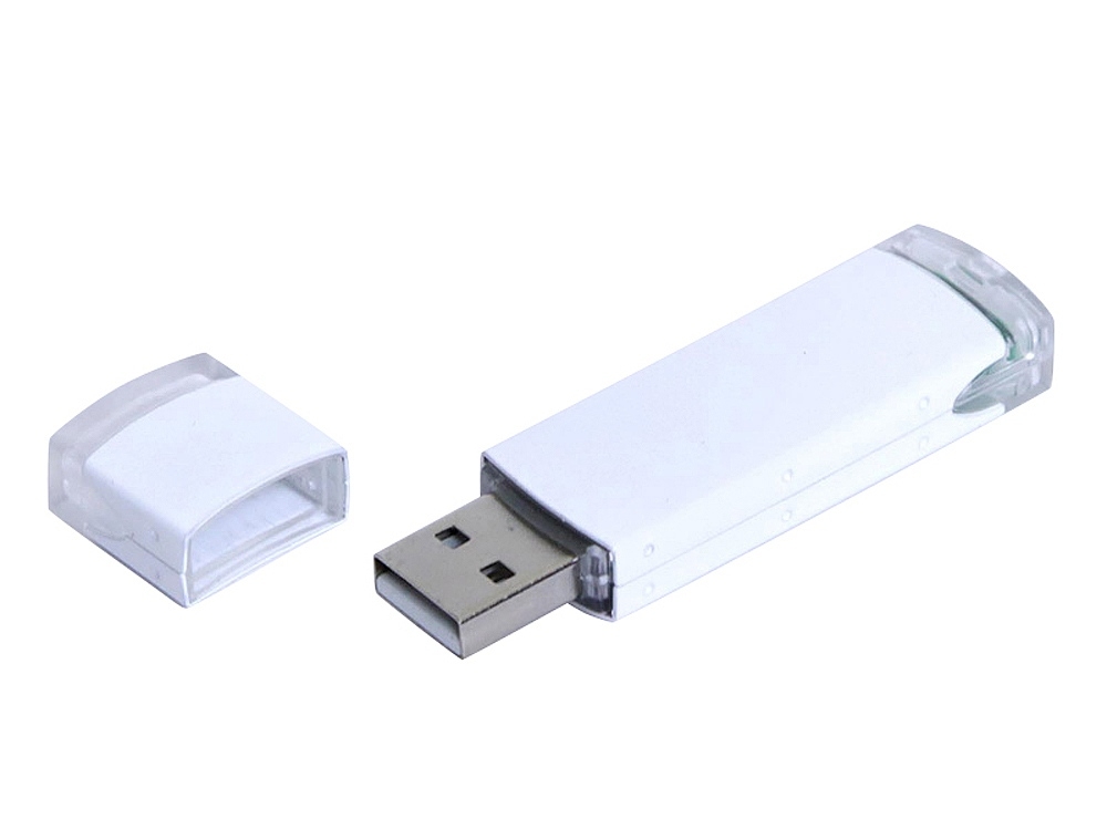 USB 2.0- флешка промо на 16 Гб прямоугольной классической формы, белый, металл