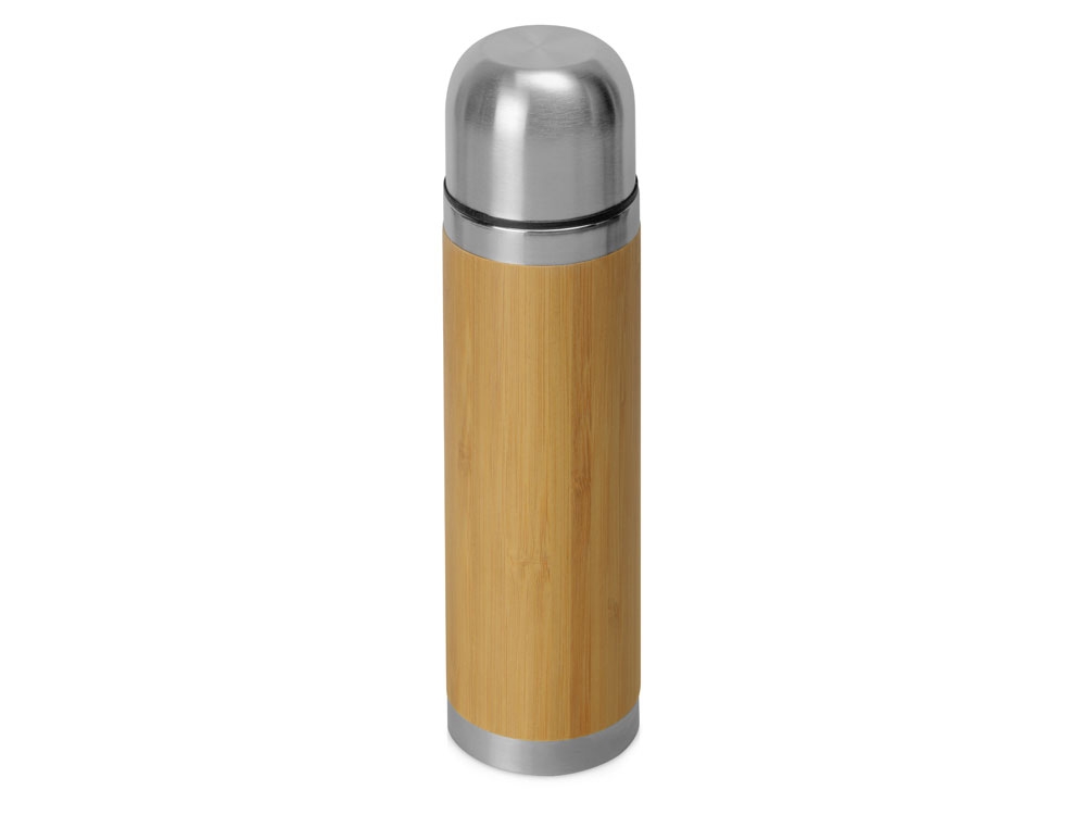 Вакуумный термос из бамбука «Ямал Bamboo», серебристый, металл