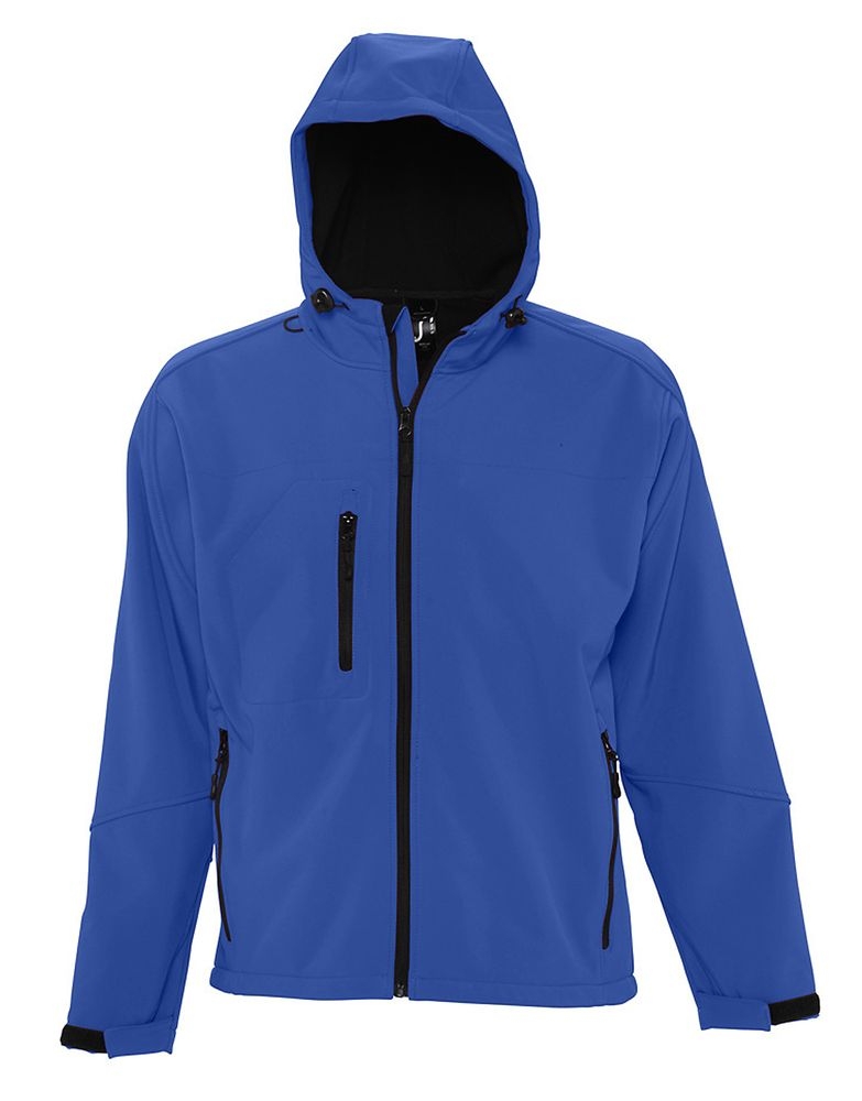 Куртка мужская с капюшоном Replay Men 340, ярко-синяя, синий, полиэстер 94%; эластан 6%, плотность 340 г/м²; софтшелл