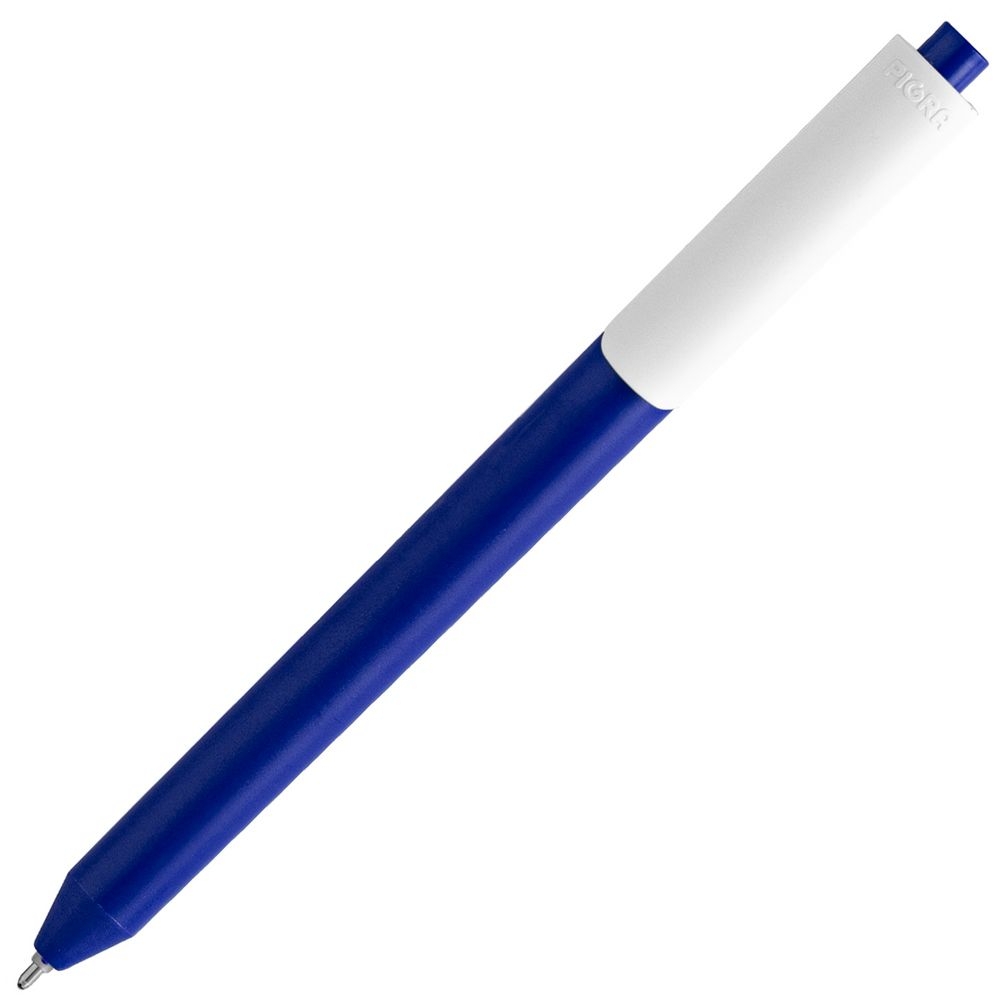 Ручка шариковая Pigra P03 Mat, темно-синяя с белым, синий, белый, пластик