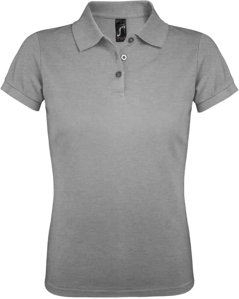 Рубашка поло женская Prime Women 200 серый меланж, серый, полиэстер 65%; хлопок 35%, плотность 200 г/м²; пике
