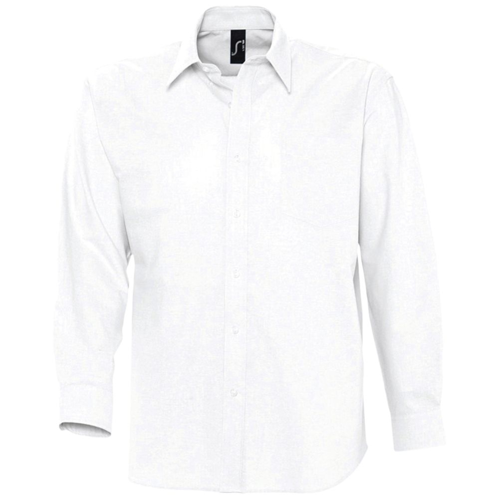 Рубашка мужская с длинным рукавом Boston, белая, белый, хлопок 70%; полиэстер 30%, плотность 130 г/м²