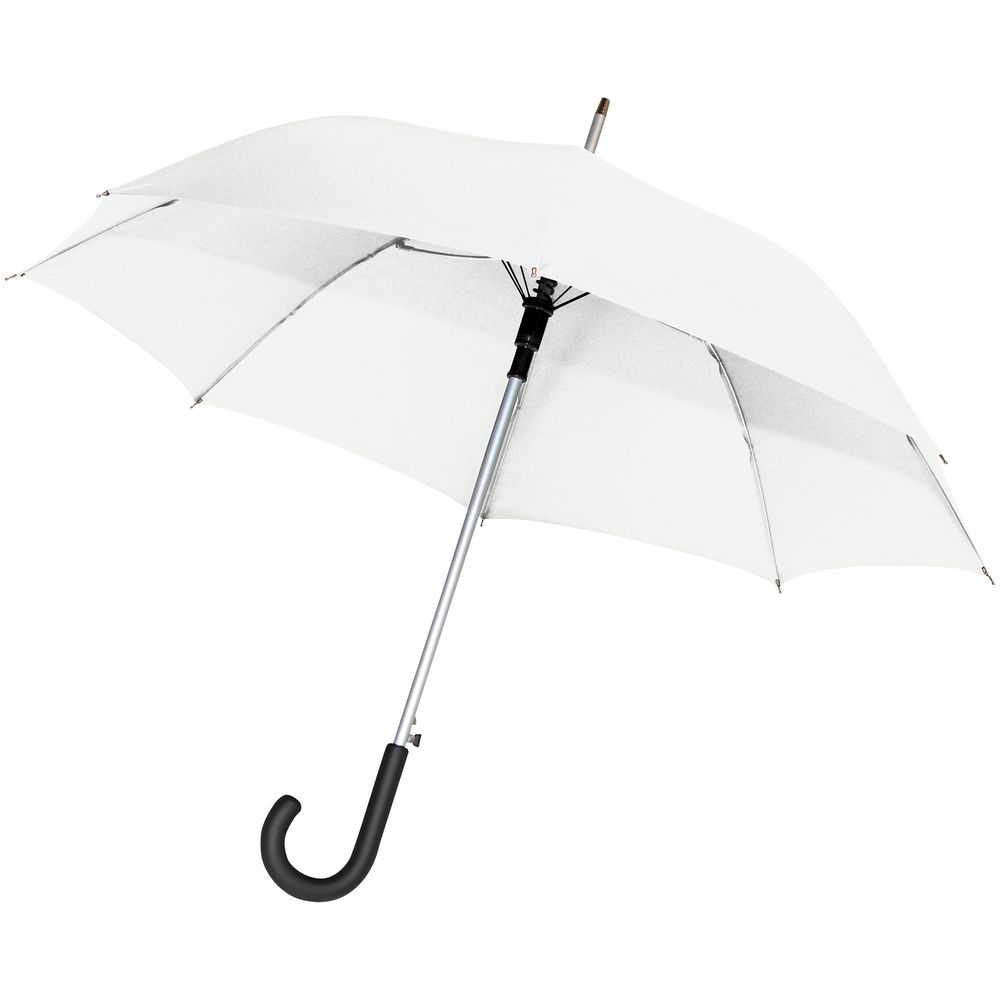 Зонт-трость Alu AC,белый, белый, купол - эпонж, 190t; рама - сталь, алюминий; спицы - стеклопластик; ручка - пластик