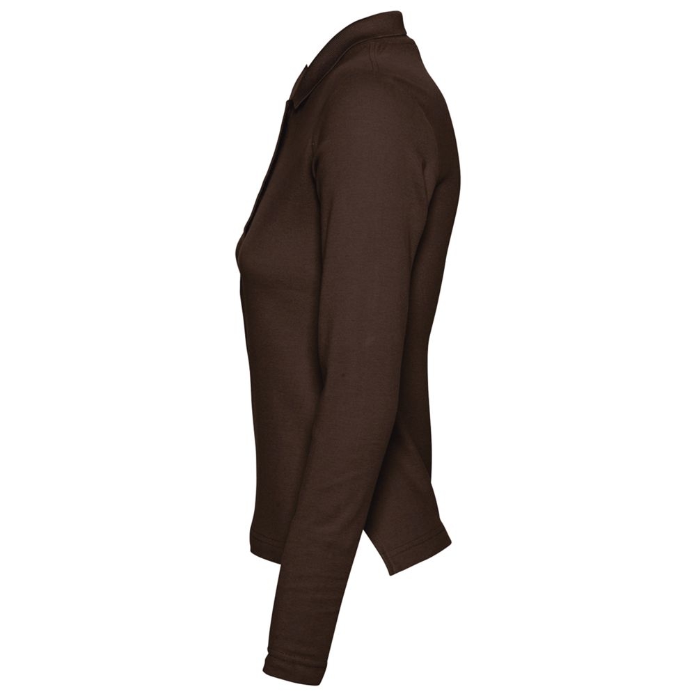 Рубашка поло женская с длинным рукавом Podium 210 шоколадно-коричневая, коричневый, хлопок
