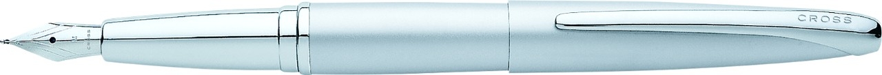 Перьевая ручка Cross ATX. Цвет - серебристый матовый. Перо - сталь, тонкое., серебристый, латунь, нержавеющая сталь
