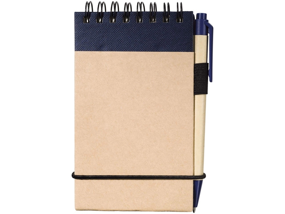 Блокнот А7 «Zuse» с ручкой, синий, натуральный, бумага