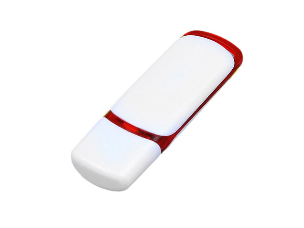 USB 2.0- флешка на 32 Гб с цветными вставками, белый, красный, пластик
