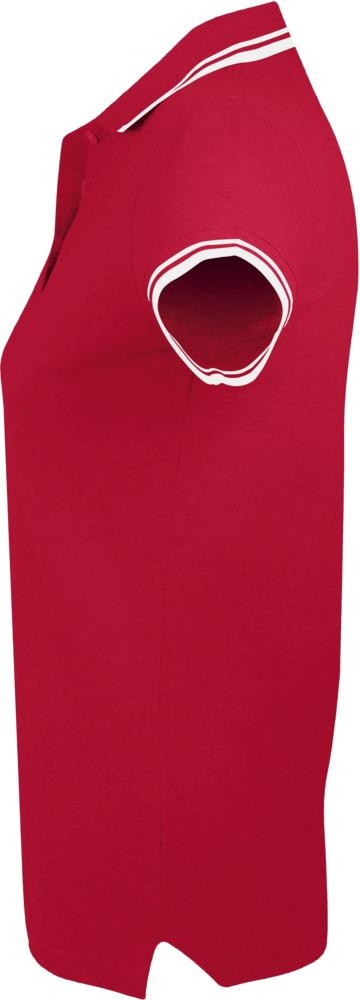 Рубашка поло женская Pasadena Women 200 с контрастной отделкой, красная с белым, белый, красный, хлопок