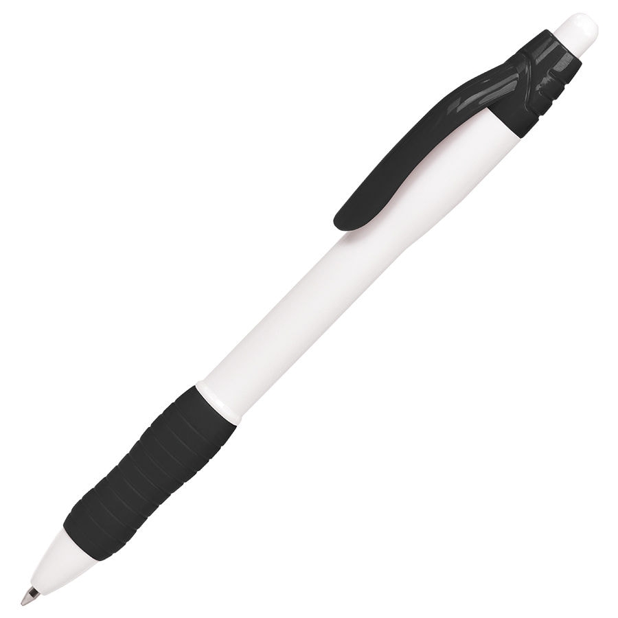 N4, ручка шариковая с грипом, белый/черный, пластик, белый, черный, пластик, прорезиненная поверхность (грип)