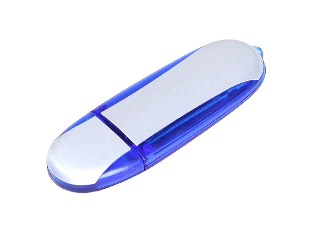 USB 2.0- флешка промо на 16 Гб овальной формы, серебристый, пластик, металл