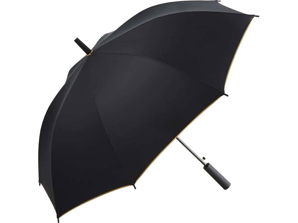 Зонт-трость «Double face», черный, желтый, полиэстер, soft touch