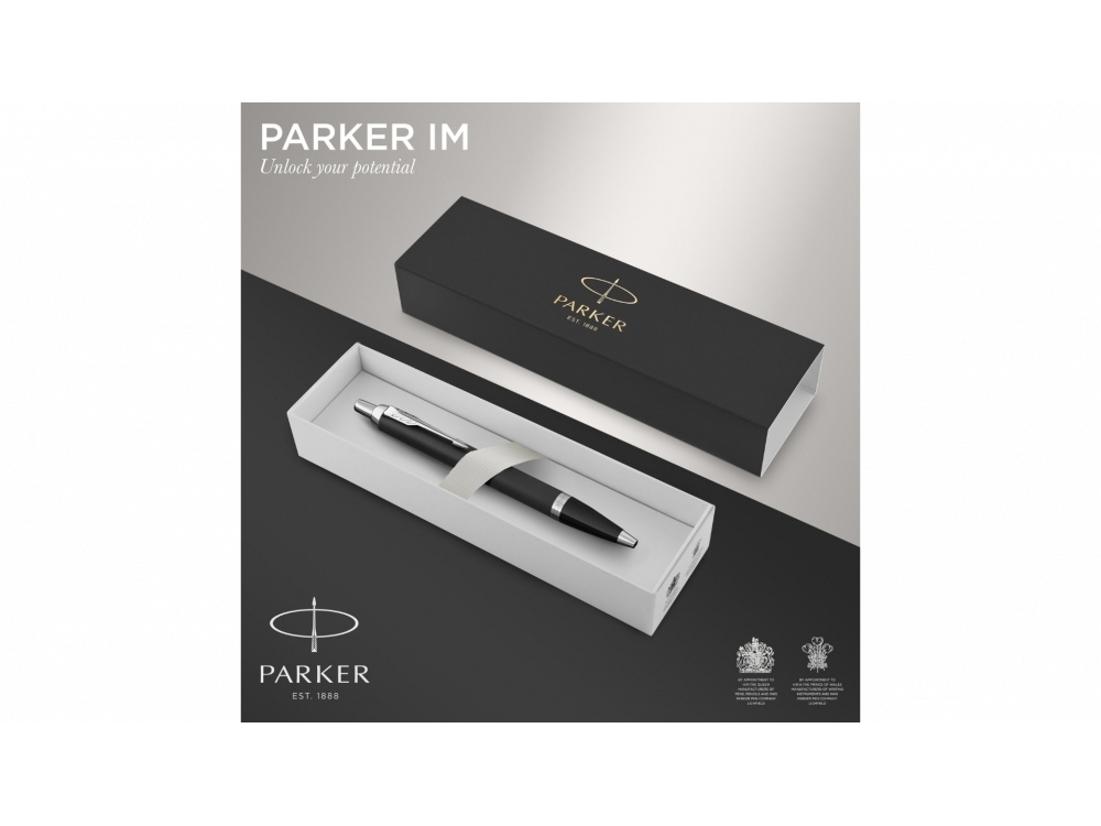 Ручка шариковая Parker IM, черный, серебристый, металл