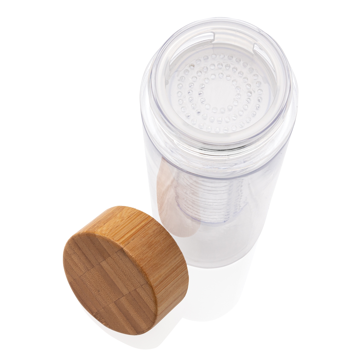 Бутылка-инфьюзер с крышкой из бамбука, прозрачный, tritan; бамбук
