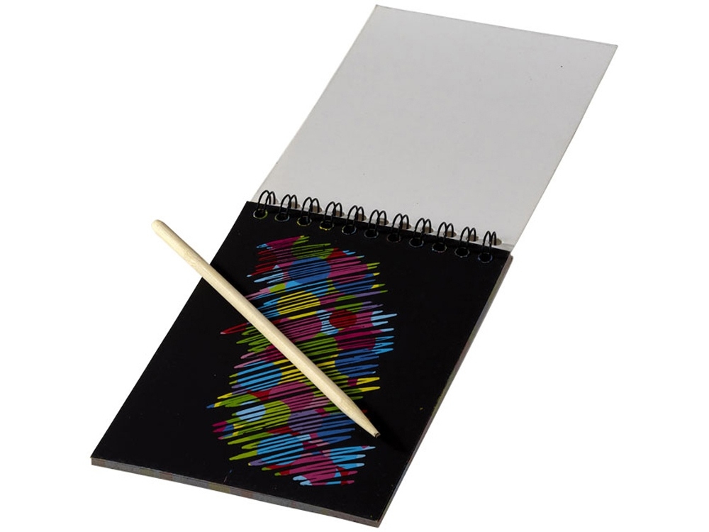 Цветной набор «Scratch»: блокнот, деревянная ручка, белый, бумага