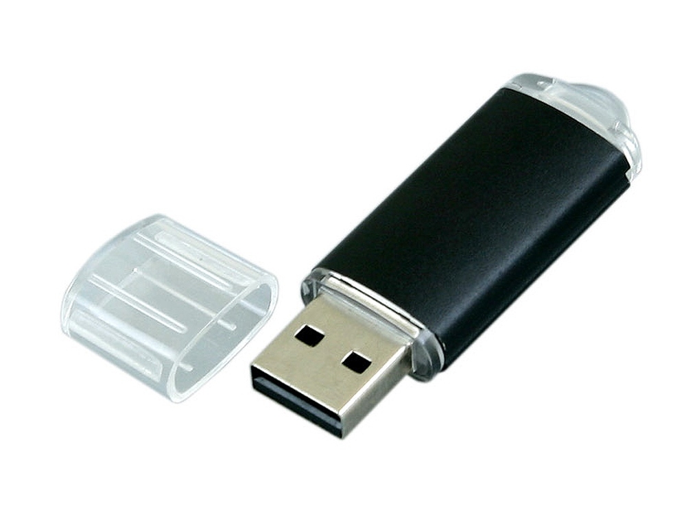 USB 2.0- флешка на 16 Гб с прозрачным колпачком, черный, металл