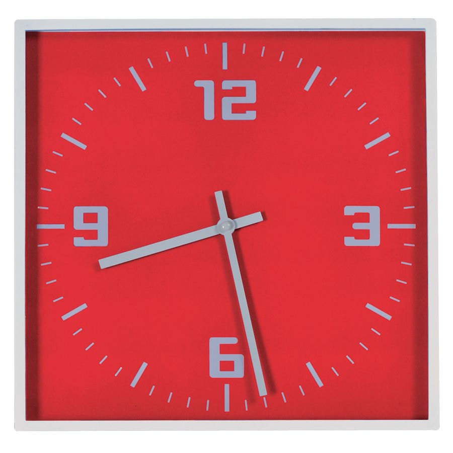Часы настенные "КВАДРАТ"; красный, 30*30 см; пластик; без элементов питания, красный, пластик