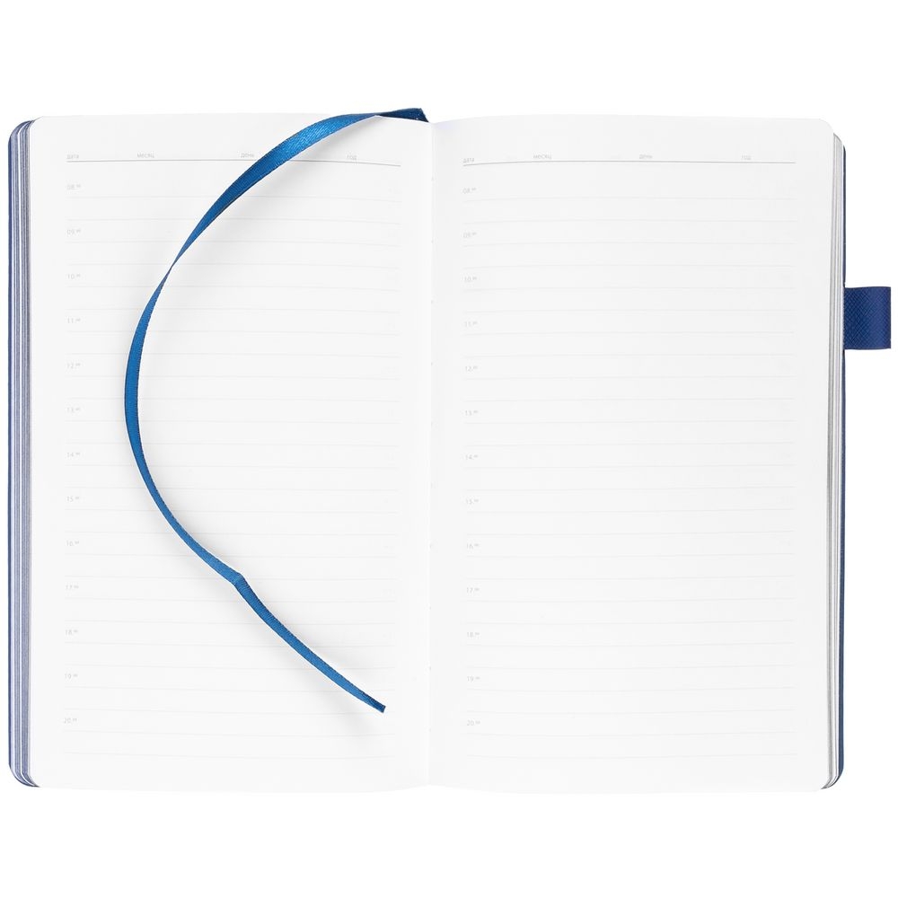 Ежедневник White Shall, недатированный, белый с синим, белый, искусственная кожа; покрытие софт-тач