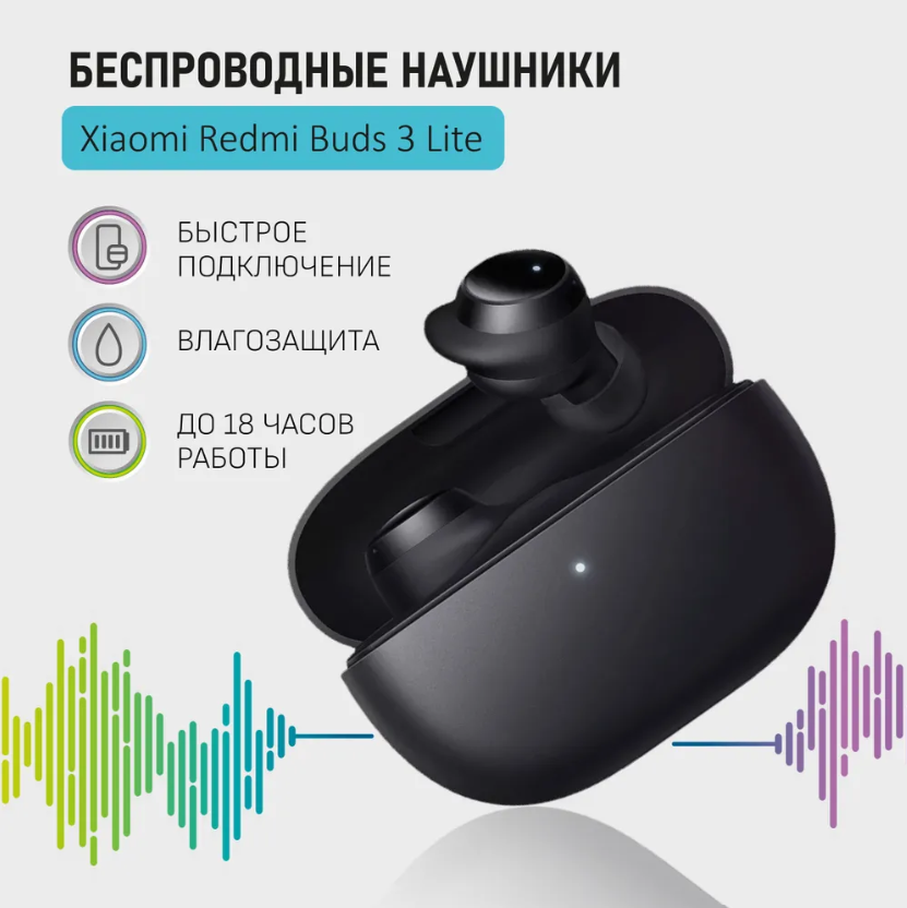 Наушники True Wireless Redmi Buds 3 lite, черный, черный