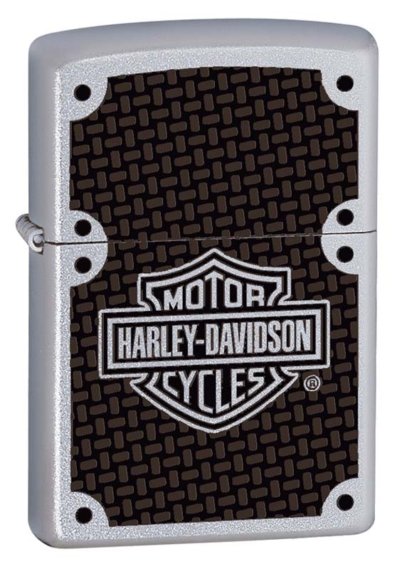 Зажигалка ZIPPO Harley-Davidson® с покрытием Satin Chrome™, латунь/сталь, серебристая, 38x13x57 мм, коричневый