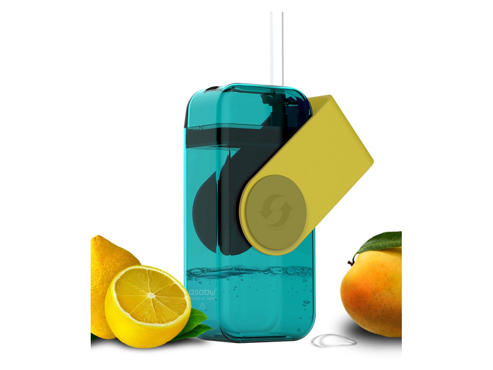 Бутылка для воды «JUICY DRINK BOX», желтый, пластик