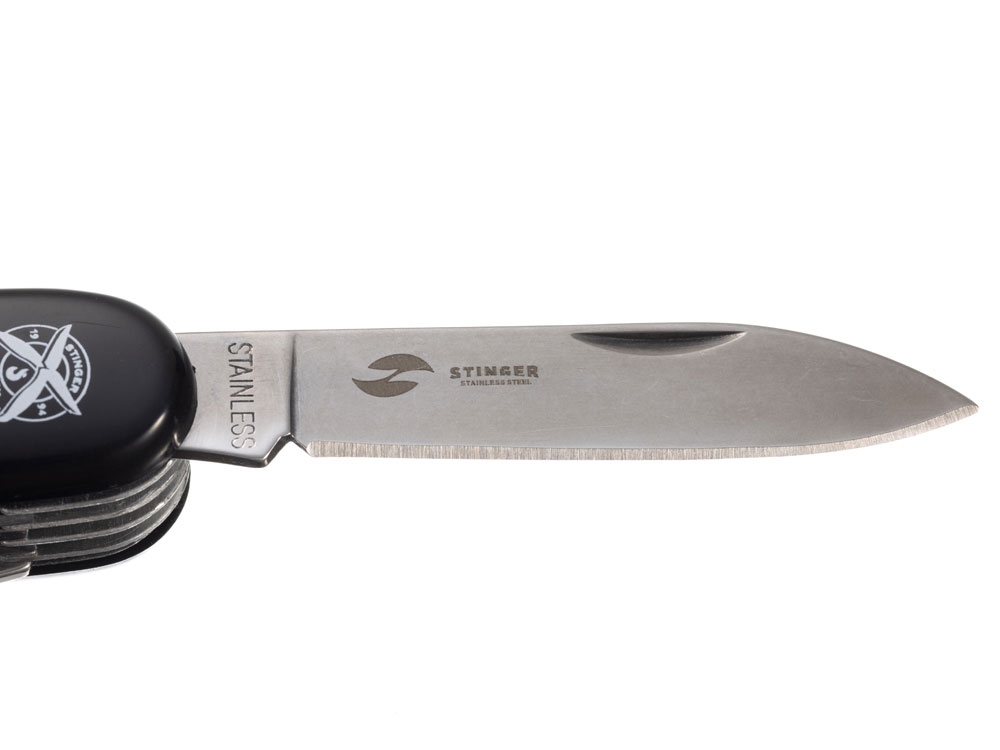 Нож перочинный, 89 мм, 15 функций, черный, серебристый, пластик, металл