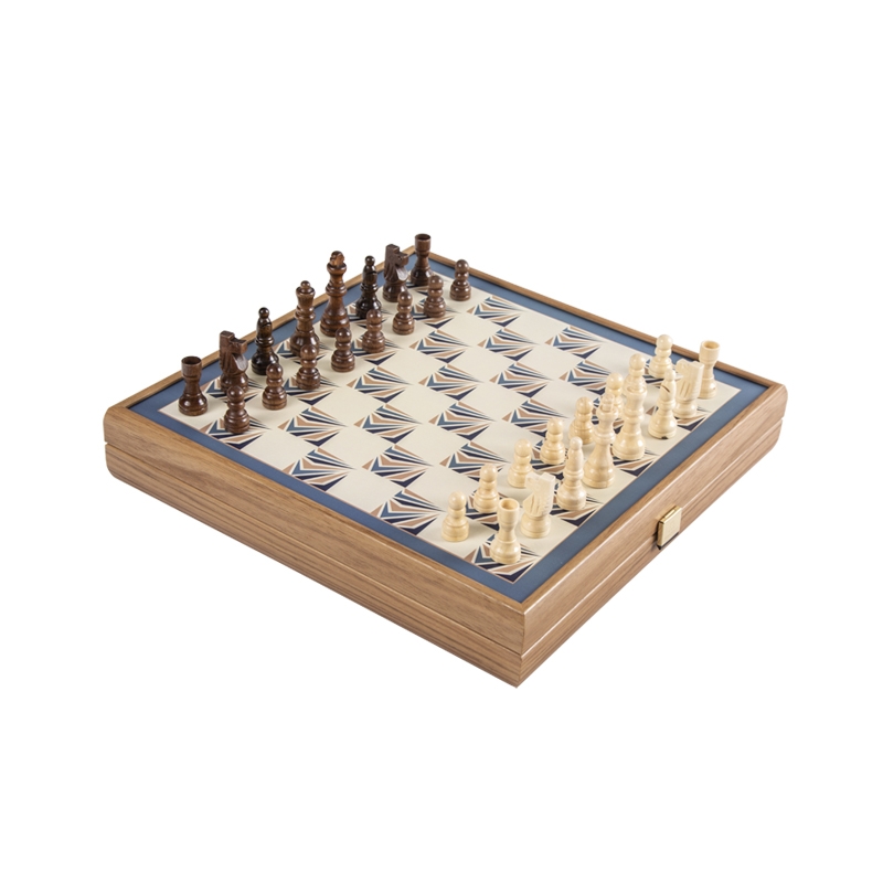 Набор игр (шахматы, нарды, лудо, змейка), коричневый, дерево