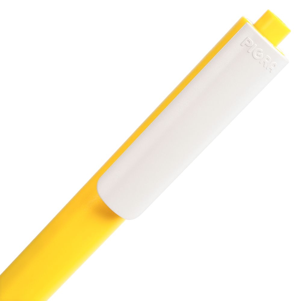Ручка шариковая Pigra P03 Mat, желтая с белым, белый, желтый