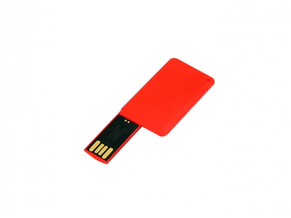 USB 2.0- флешка на 32 Гб в виде пластиковой карточки, красный, пластик