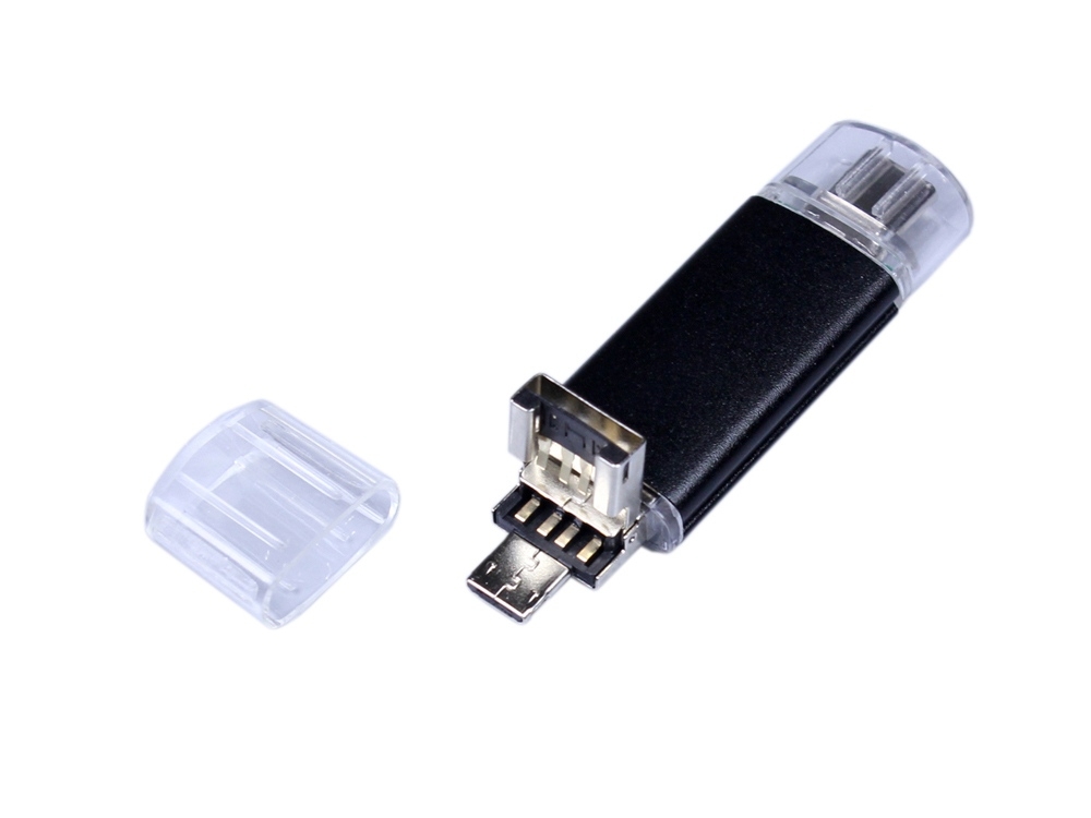 USB 2.0/micro USB/Type-C- флешка на 32 Гб, черный, металл