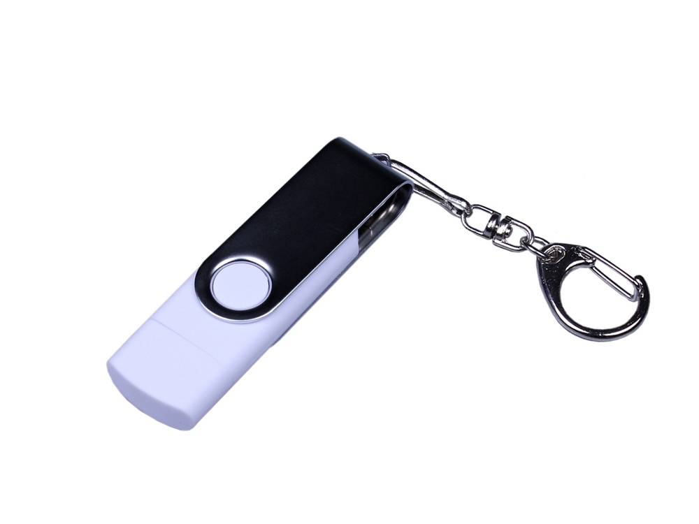 USB 3.0/micro USB/Type-C- флешка на 32 Гб с поворотным механизмом, белый, пластик
