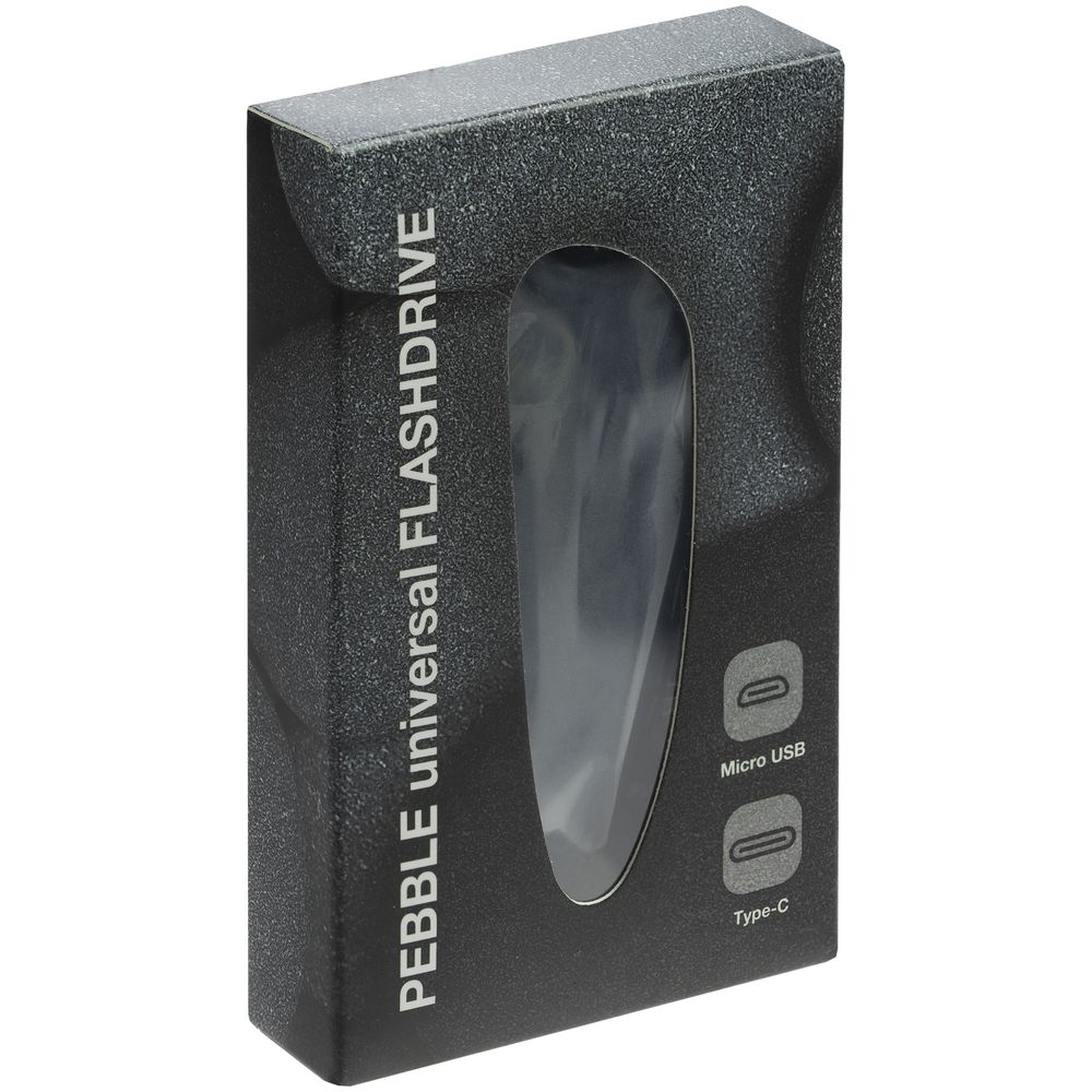 Флешка Pebble Universal, USB 3.0, серо-синяя, 32 Гб, серый, пластик, имитация камня