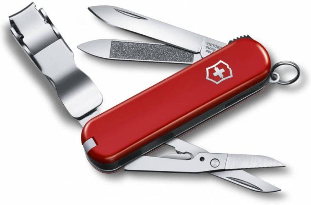 Нож-брелок Nail Clip 580, красный, красный, пластик; металл